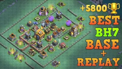BEST BUILDER HALL 7 BASE w/REPLAY! 5800 TROPHY COC BH7 BASE 