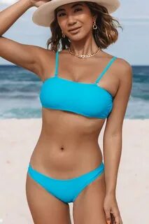 Solid Color Low Waisted Bikini Set - Beachsissi