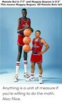 Manute Bol Is 7'7 and Muggsy Bogues Is 5'3 This Means Muggsy