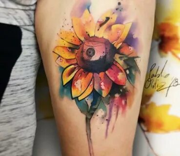 Sunflower tattoo by Pablo Ortiz Tattoo Post 26565 Watercolor