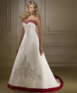 hochzeitskleid White and Red Appliques Wedding Dresses Court