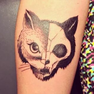 skull cat tattoo - Szukaj w Google Desenhos de tatuagem de g