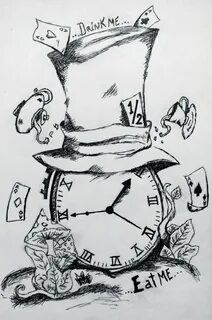 Wonderland clock Alice in wonderland drawings, Wonderland ta