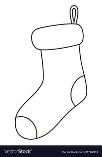 Line art black and white christmas sock Royalty Free Vector