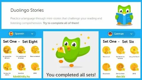 Duolingo Stories Spanish and German all sets complete 2018 -