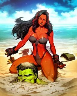 Red She-Hulk Plus - Hit The Beach Red she hulk, Shehulk, Hul
