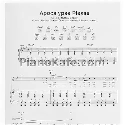 НОТЫ Muse - Apocalypse please - ноты для фортепиано, гитары,