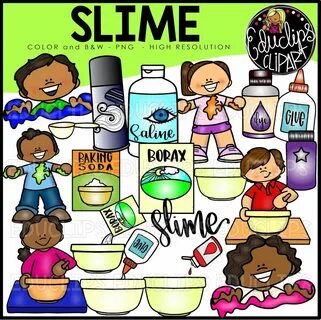 Slime Clip Art Bundle (Color and B&W) - Edu Clips