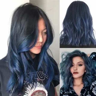 smokey denim blue hair color ombré Denim blue hair, Denim ha