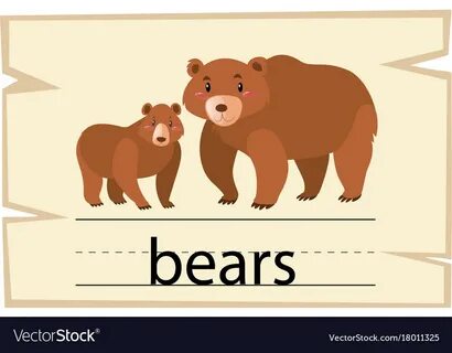 Wordcard template for word bears Royalty Free Vector Image