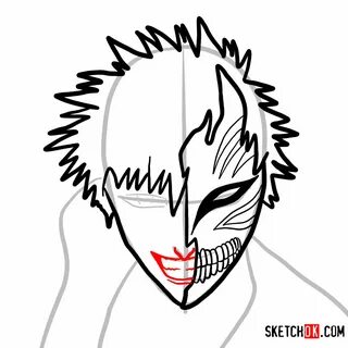 How to draw Ichigo Kurosaki in a mask Bleach - Sketchok easy