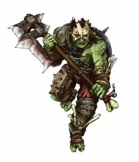 Male Orc Butcher Axe Barbarian - Pathfinder PFRPG DND D&D 3.