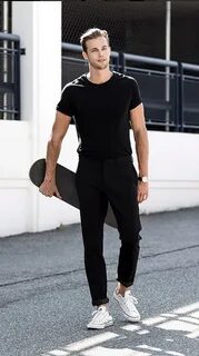 Image result for kit and ace men Black outfit men, White con