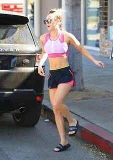 Kaley Cuoco in a Sports Bra and Shorts in Los Angeles 2/9/20