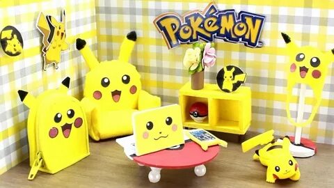 DIY Miniature Dollhouse - POKEMON PIKACHU LIVING ROOM! (NOT 