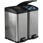 Kitchen Recycling Trash Can Rectangle Stainless Steel 30L Ha
