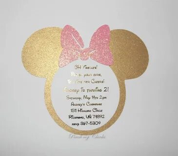 Pink and Gold Minnie Mouse Invitations Light Pink and Gold E