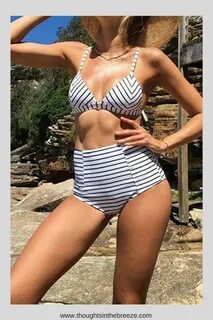 $23.99 Chicnico Striped High Waist Bikini Set. Fashionable s