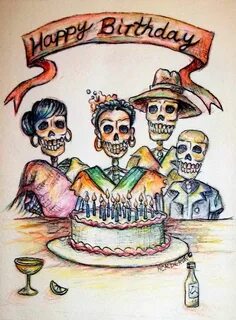 Happy Birthday woman skull by Heather Calderon Happy birthda
