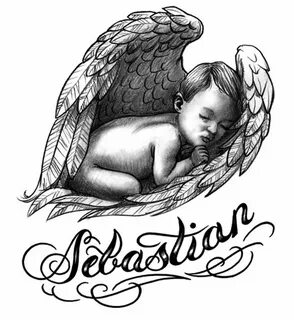 angel sleeping in wings tattoo design ... Baby angel tattoo,