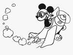 Black & White Mickey Clipart - Mickey Mouse On A Plane, HD P