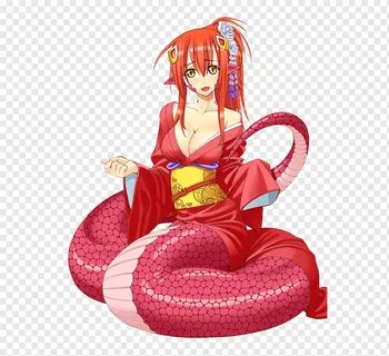 Half woman half snake illustration, Monster Musume Lamia Ani