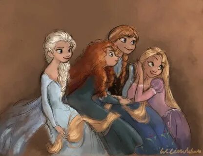 Elsa, Merida, Anna, Rapunzel Disney, Disney art, Disney prin