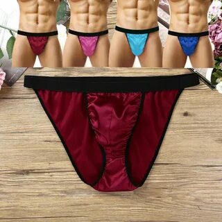 US Men Satin Briefs Low Rise Thong Underwear Short Bikini Si