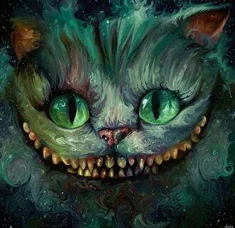 Phenomenal art by Nicky Barkla. Cheshire cat alice in wonder
