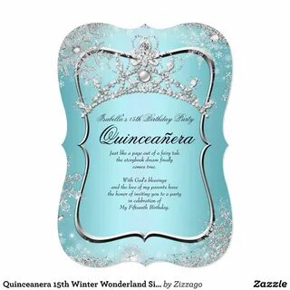 Quinceanera 15th Winter Wonderland Silver Blue Invitation Za