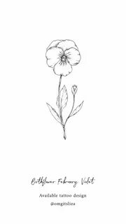 Birth Flower February Violet - Tattoo Design - Illustration 