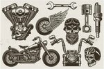 Motorcycle bundle "SAVE 20%" Motorcycle logo, Illustration, 