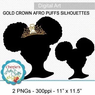 Afro Puffs Little Girl With Gold Crown Silhouette PNG Images