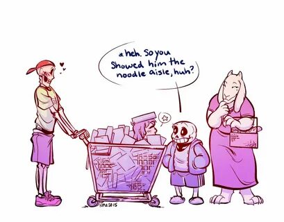 nostalgia-phantom: Skelebros, goatmom and child go grocery s