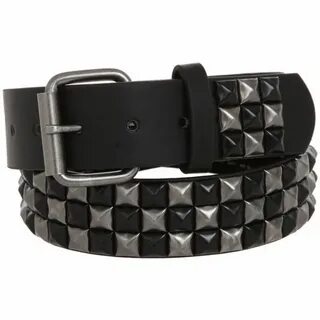 Black And Silver Burnished Checkered Pyramid Stud Belt Hot T