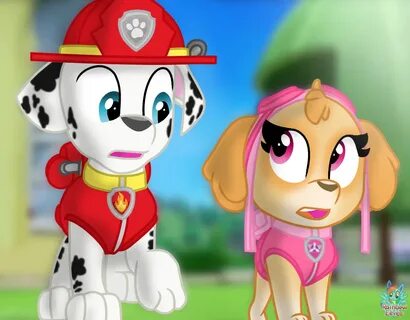 PAW Patrol Marshall and Skye awkward stare by RainbowEeveeYT