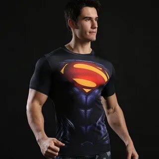 T-Shirts Mens Athletic Shirts Super Hero Tops Superman Short