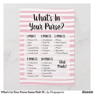 What's In Your Purse Game Pink White Shower Zazzle.com Purse