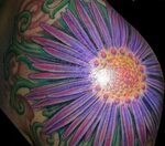 Great violet aster flower tattoo on shoulder Aster flower ta