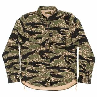 IHSH-186-GRN - Green Tiger Stripe Camouflage CPO Shirt