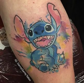 Watercolour lilo and stitch tattoo