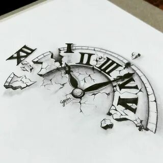 Broken clock drawing Clock tattoo, Clock drawings, Clock tat