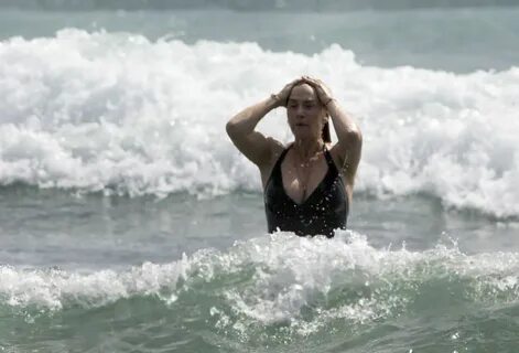 Kate Winslet in a Swimsuit at a Beach in Auckland, December 