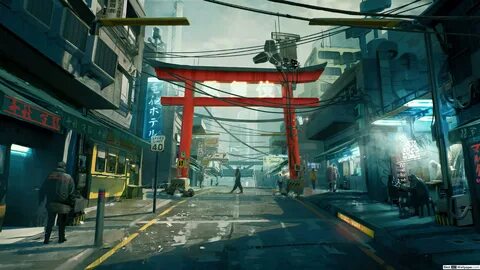 Cyberpunk 2077' Video Game (Street City Concept Art) HD wall