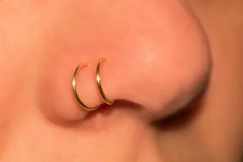 Fake Nose Ring Double Nose Cuff NO PIERCING REQUIRED Gold Et