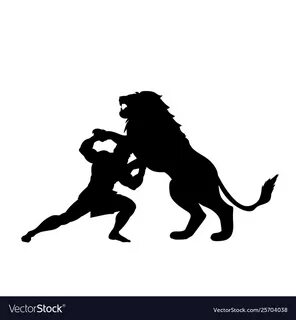 Heracles fights lion predator silhouette mythology