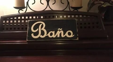 BANO Bathroom Restroom Decor Spanish Sign by ShabbySignShopp