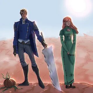 Adolin and Shallan in front of the Shattered Plains -- art m