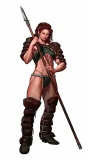 Female Human Tribal Barbarian - Pathfinder PFRPG DND D&D 3.5