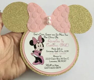 Minnie Mouse Birthday Invitation Pink and Gold Minnie Mouse 